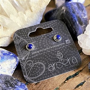 Brinco Pequeno Boho em Prata 925 e Lápis Lazuli