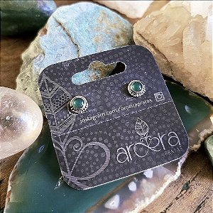 Brinco Pequeno Boho em Prata 925 e Jade