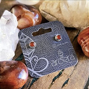 Brinco Pequeno Boho em Prata 925 e Cornalina