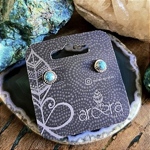 Brinco Pequeno Boho em Prata 925 e Howlita Turquesa