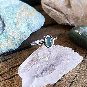 Anel Boho Oval em Prata 925 e Jade