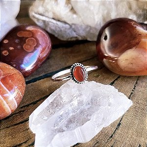 Anel Boho Oval em Prata 925 e Cornalina