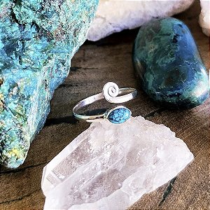 Anel Espiral Aberto em Prata 925 e Howlita Turquesa