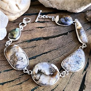 Pulseira em Alpaca e Jaspe Maligano