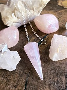 Pêndulo de Radiestesia em Quartzo Rosa Natural