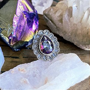 Anel Boho Gota em Prata 925 e Topázio Místico