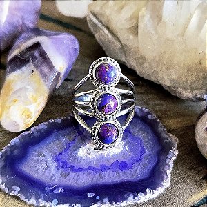 Anel Boho em Prata 925 e Turquesa Purple