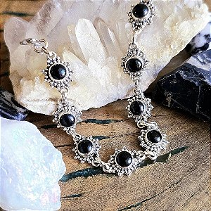 Pulseira Boho em Prata 925 e Ônix