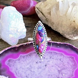 Anel Boho Navet em Prata 925 e Turquesa Ostra