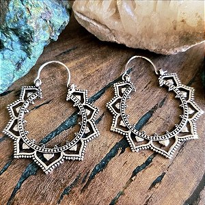 Brinco Argola Boho Mandala em Alpaca