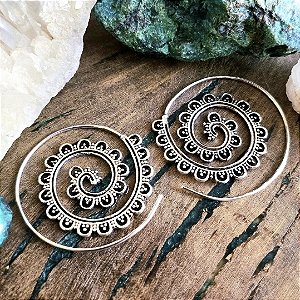 Brinco Argola Boho Espiral em Alpaca