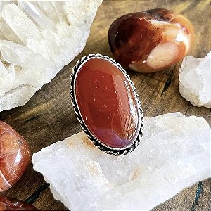 Anel Boho Oval em Alpaca e Cornalina