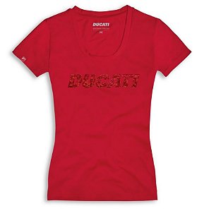 Camiseta feminina Ducati Ducatiana 2.0 em tecido vermelho