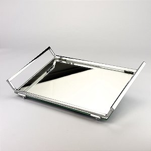 Bandeja de espelho cromada Square