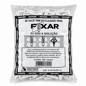 Bucha Branca N08 Para Tijolo Furado (100pçs) - FIXAR