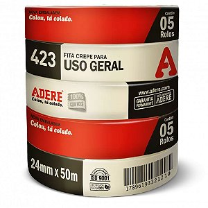 Fita Crepe Uso Geral 423 24mmX50m Pct C/ 5 - ADERE