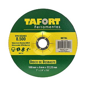 Disco Desbaste Metal 7" 180x6x22,22mmmm - TAFORT