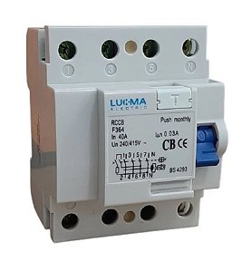 Interruptor Fuga Diferencial Tetrapolar F 364-40 30MA 40A - LUKMA