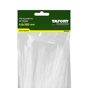 Abraçadeiras Nylon 380X4,8 Branca (100pcs) - TAFORT