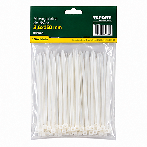 Abraçadeiras Nylon 150X3,6 Branca (100pcs) - TAFORT