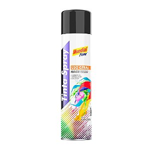 Tinta Spray Uso Geral Preto Semi Brilho 400ml - MUNDIAL PRIME