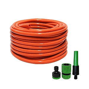Kit Mangueira Jardim Flexível Pura Laranja 1/2 X 2mm 15M - TAFORT
