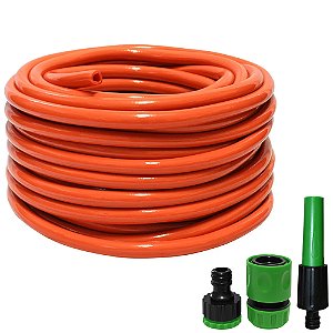 Kit Mangueira Jardim Flexível Pura Laranja 1/2 X 2mm 30M - TAFORT