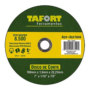 Disco De Corte 7" Aço/Inox 180X1.6X22mm T41 - TAFORT*