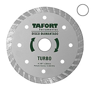 Disco Diamantado Turbo 4.3/8 Pol (110mm x 22,23mm) -Anel Redução 20mm TAFORT