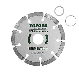 Disco Diamantado Segmentado 4.3/8 Pol ( (110mm x 22,23mm) -Anel Redução 20mm) - TAFORT
