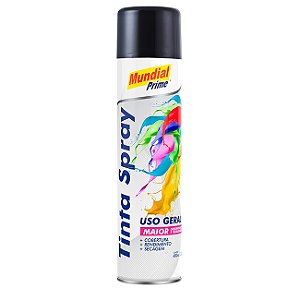 Tinta Spray 400ml Uso Geral Preto Brilhante - MUNDIAL PRIME