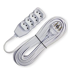 Extensão 4 Tomadas 2P+T 10A 5M Branca Slim - FORCE LINE
