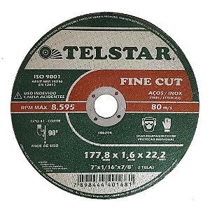 Disco de Corte para Aço Inox 7" 177,8x1,6x22,2mm 2T - TELSTAR