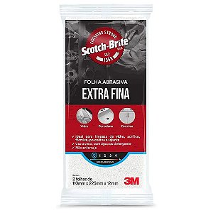 Folha Abrasiva Scotch-Brite Extra Fina 110x225 Emb C/ 2FL - 3M