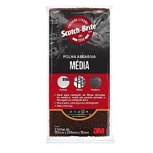 Folha Abrasiva Scotch-Brite Média 110x225 Emb C/ 2FL - 3M
