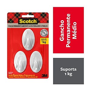 Gancho Adesivo Branco Pequeno Scotch - 3M