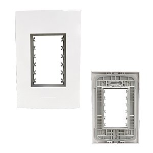 Placa 4X2 3 Módulos C/ Suporte Branca Inova Pro - ALUMBRA