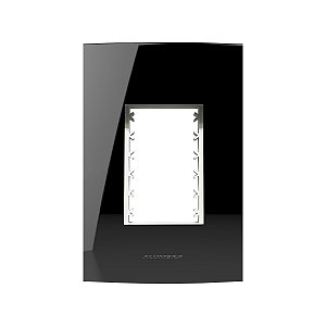 Placa 4X2 3 Módulos C/ Suporte Preta Inova Pro Class - ALUMBRA