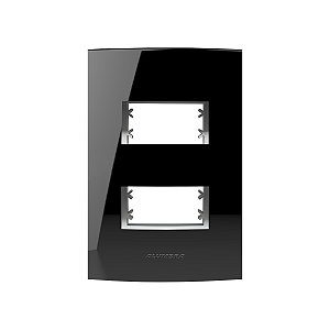 Placa 4X2 2 Módulos Separados C/ Suporte Preta Inova Pro Class - ALUMBRA