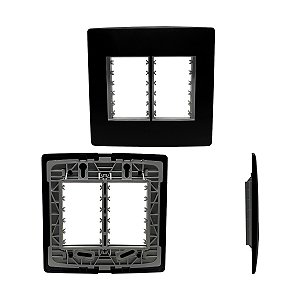 Placa 4X4 6 Módulos C/ Suporte Preta Siena Matte - ALUMBRA