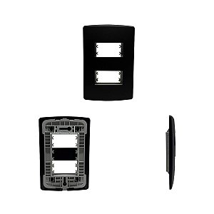 Placa 4X2 2 Módulos Separados C/ Suporte Preta Siena Matte - ALUMBRA