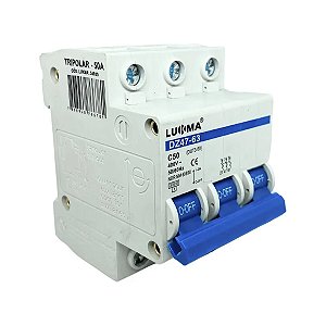 Disjuntor Mini Tripolar 50A 3 Polos - LUKMA