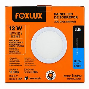 Luminária Led Sobrepor Redonda 12W 6500K BIV - FOXLUX