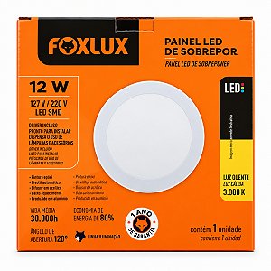Luminária Led Sobrepor Redonda 12W 3000K BIV - FOXLUX