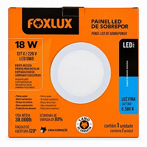 Luminária Led Sobrepor Redonda 18W 6500K BIV - FOXLUX