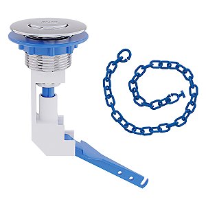 Botão Acionador Superior Universal C/ Corrente ABS Cromado - BLUKIT