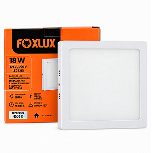 Luminária Led Sobrepor Quadrada 18W 6500K BIV - FOXLUX