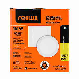 Luminária Led Sobrepor Quadrada 18W 3000K BIV - FOXLUX