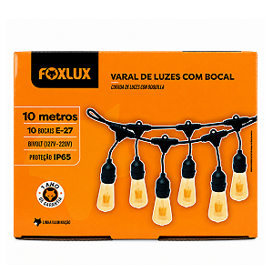 Varal de Luzes C/ Bocal E-27 10m - FOXLUX