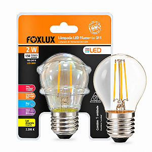 Lâmpada LED Filamento G45 2W 150 Lúmens E27 2200K – FOXLUX